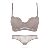 波迷娜(BOMINA)[防滑不]礼服款小胸无钢圈聚拢内衣露肩隐形美背文胸套装贝壳明星同款舒适睡眠款美背内衣