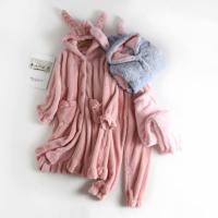 波迷娜(BOMINA)大码睡衣女200斤春季款2021新款珊瑚绒睡衣女春季加厚加绒宽松睡袍法兰绒服套装 粉色 均码