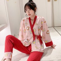 波迷娜(BOMINA)和服睡衣女士季季纯棉长袖全棉韩版甜美两件套装服可外穿