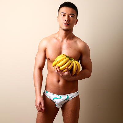 波迷娜(BOMINA)男士低腰小三角内裤窄边性感可爱色香蕉男士超能力印花三角内裤性感修身加土酷 绿香蕉