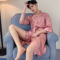波迷娜（BOMINA)睡衣女季性感冰丝薄款大码睡袍吊带两件套睡裙套装