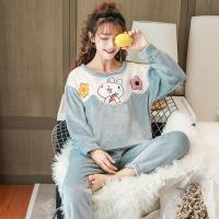 波迷娜（BOMINA)大码睡衣女200斤款珊瑚绒睡衣女加厚加绒套装可爱猪套头法兰绒服可外穿