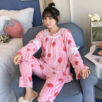 波迷娜(BOMINA)女生春夏套装2021新款睡衣珊瑚绒睡衣女秋季季套头法兰绒服学生保暖加绒常规款可外穿