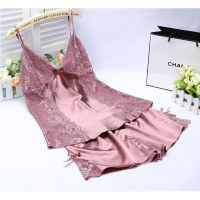 波迷娜(BOMINA)2021新款女士睡衣两件套服夏女性感诱惑薄款睡衣睡裙丝领服J