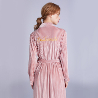 波迷娜(BOMINA)红色丝绒新娘晨袍结婚睡袍女长款秋季伴娘服新婚睡衣浴袍