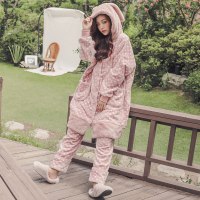 波迷娜(BOMINA)月子服冬季11月份珊瑚绒产后孕妇睡衣哺乳衣产妇长款套装 9440#樱-法兰绒-小波点