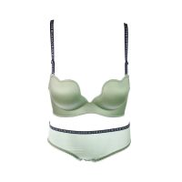 波迷娜(BOMINA)字母肩带性感内衣套装女无钢圈聚拢上托调整型半杯文胸加厚小胸罩