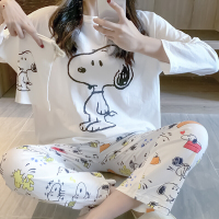 波迷娜(BOMINA)史努比睡衣女秋季纯棉长袖韩版清新可爱日系全棉家居服夏