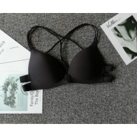 波迷娜（BO均码INA)前扣无钢圈文胸薄款大码聚拢细带后背交叉美背一片式无痕内衣