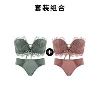 波迷娜(BOMINA)挤沟神器绑带拉b内衣女无钢圈聚拢无肩带防滑小胸隐形文胸罩套装