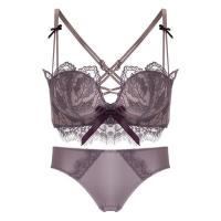 波迷娜(BOMINA)内衣女小胸显大蕾丝女花瓣款网红聚拢无钢圈上托调整美背文胸套装