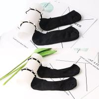 波迷娜(BOMINA)珍珠短袜袜套女夏季薄款吸湿排汗袜吊带袜浅口韩版高跟鞋袜子 黑色(3双装) 35-38