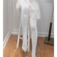 波迷娜(BOMINA)冬季款加绒加厚龙爪毛加密水钻连裤袜日系燕麦白色烫钻打底裤袜女 白色加绒--薄绒款 加密方块钻