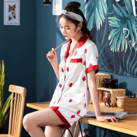 波迷娜(BOMINA)丝绸睡衣女两件套短裤睡裙睡饱