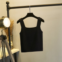 波迷娜(BOMINA)冰丝针织吊带背心女西装内搭方领短款泫雅漏肚脐装外穿打底上衣潮