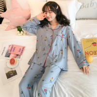 波迷娜(BOMINA)季睡衣女韩版甜美可爱宽松开衫学生薄款套装长袖服