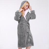 波迷娜(BOMINA)珊瑚绒连帽加厚睡衣女睡袍女冬可爱小个子毛绒大衣可外穿
