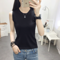 波迷娜(BOMINA)背心女新款百搭无袖T恤打底吊带衫镂空修身型针织衫短款上衣薄