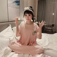 波迷娜(BOMINA)莓水果短袖睡裙女夏薄款纯棉可外穿宽松大码春秋韩版睡衣服 灰色莓 均码
