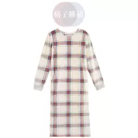 波迷娜(BOMINA)海岛绒冬季睡衣女保暖格子长袖服清新睡裙学生 格子睡裙 S
