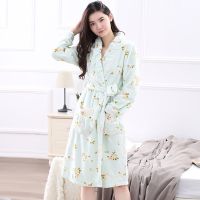 波迷娜(BOMINA)珊瑚绒睡袍浴袍女法兰绒加厚加绒保暖睡衣女冬服套装 804