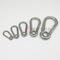 弹簧扣 304不锈钢登山扣 保险扣 连接扣 弹钩 安全扣钩 带圈 M5