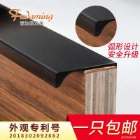 黑色隐形拉手免打孔铝拉手一字型暗拉手橱柜衣柜柜把手加长拉手