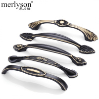 美式简欧全铜橱柜拉手黑色仿古抽屉柜地中海衣柜把手