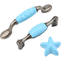 田园拉手欧式柜儿童衣柜单孔抽屉把手地中海简欧橱柜陶瓷拉手