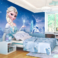 冰雪奇缘3D背景墙布5D无缝卧室儿童房墙纸男女孩卡通公主红壁纸