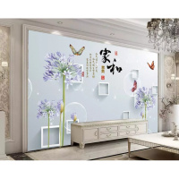 5d电视背景墙纸蒲公英立体墙布现代简约大气影视墙壁画3d客厅壁纸