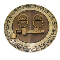 中式仿古大纯铜兽头拉手把手复古实木栓锁扣狮子头虎头环