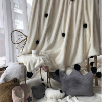 秋冬软糯加厚皮绒仿兔毛绒少女心被套毯挂球獭兔毛球休闲毯盖毯