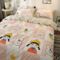 INS可爱卡通儿童宿舍单人被套三件套床单床上四件套女孩