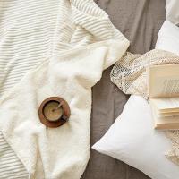 [双层复合]北欧条纹魔法绒毛毯加厚毯子秋冬季保暖羊羔绒空调毯