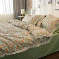 小碎花田园淑女韩式小清新小花边床品床单被套床上四件套1.8米1.5