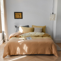 拼色针织棉四件套简约床单套件1.8m色被套床笠床上用品