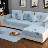 棉麻沙发垫四季通用防滑亚麻三人坐垫北欧简约扶手盖布靠背巾套罩