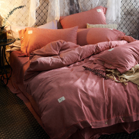 [秋冬保暖]北欧磨毛拉绒床上四件套简约素色被套床单