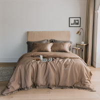 新款烫钻60支天丝四件套夏天色简约风凉感被套床上用品1.8m床单