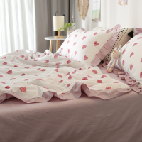 爱心夏季薄被子空调被少女心床上夏凉被单人双人夏被四件套女