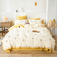 ins洗棉四件套1.8卡通可爱被套床单床笠床上用品