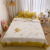 空调被水洗棉刺绣夏被双人小清新花朵床品床上被子夏凉被