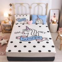 可爱卡通独角兽乳胶凉席三件套 夏季空调软席1.5米1.8m可机洗折叠