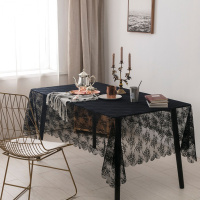 布艺餐蕾丝黑色书桌台布茶几布拍照摄影现代色ins网红 白色
