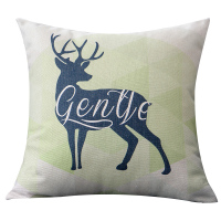 绿色麋鹿北欧棉麻布艺抱枕套美式客厅沙发靠垫办公室抱枕靠枕腰靠