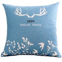 蓝色麋鹿北欧棉麻布艺抱枕套美式客厅沙发靠垫办公室抱枕靠枕腰靠