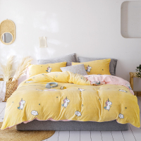 ins风宝宝绒卡通四件套冬季加厚 珊瑚绒毛绒被套床单床上用品保暖