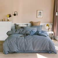 冬季网红款千鸟格四件套磨毛加厚被套床单1.8m格子北欧风床品