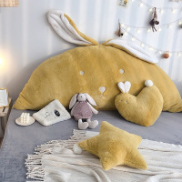 少女心兔兔绒可爱兔耳朵大靠背 网红床头靠垫可拆卸1.2/1.5/1.8米